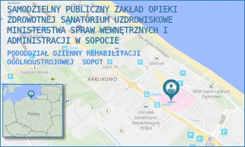 PODODDZIAŁ DZIENNY REHABILITACJI OGÓLNOUSTROJOWEJ - SAMODZIELNY PUBLICZNY ZAKŁAD OPIEKI ZDROWOTNEJ SANATORIUM UZDROWISKOWE MINISTERSTWA SPRAW WEWNĘTRZNYCH I ADMINISTRACJI W SOPOCIE - UL. BITWY POD PŁOWCAMI 63/65,  SOPOT