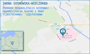 OŚRODEK REHABILITACJI DZIENNEJ - REHABILITACJA SŁUCHU I MOWY
(CZESTOCHOWA) - NZOZ CENTRUM DIAGNOSTYKI I TERAPII "LN CORPORE" - ALEJA POKOJU 44,  CZĘSTOCHOWA