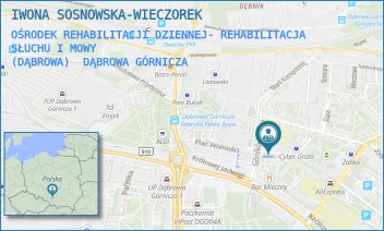 OŚRODEK REHABILITACJI DZIENNEJ- REHABILITACJA SŁUCHU I MOWY
(DĄBROWA) - NZOZ CENTRUM DIAGNOSTYKI I TERAPII "LN CORPORE" - UL. SKIBIŃSKIEGO 1,  DĄBROWA GÓRNICZA