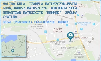 DZIAŁ (PRACOWNIA) FIZJOTERAPII - HALINA KULA, IZABELA MATUSZCZYK,BEATA SUDA,JANUSZ MATUSZCZYK, WIKTORIA SUDA, SEBASTIAN MATUSZCZYK "REHMED"  SPÓŁKA CYWILNA - UL. ŚLĄSKA 1,  RYBNIK