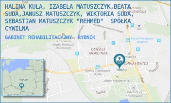 GABINET REHABILITACYJNY - HALINA KULA, IZABELA MATUSZCZYK,BEATA SUDA,JANUSZ MATUSZCZYK, WIKTORIA SUDA, SEBASTIAN MATUSZCZYK "REHMED"  SPÓŁKA CYWILNA - UL. ŚLĄSKA 1,  RYBNIK