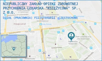 DZIAŁ (PRACOWNIA) FIZJOTERAPII - NIEPUBLICZNY ZAKŁAD OPIEKI ZDROWOTNEJ PRZYCHODNIA LEKARSKA "KSIĘŻYCOWA" SP. Z O.O. - UL. KSIĘŻYCOWA 5,  CZĘSTOCHOWA