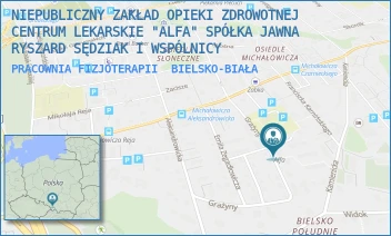 PRACOWNIA FIZJOTERAPII - NIEPUBLICZNY ZAKŁAD OPIEKI ZDROWOTNEJ CENTRUM LEKARSKIE "ALFA" SPÓŁKA JAWNA RYSZARD SĘDZIAK I WSPÓLNICY - UL. GRAŻYNY 9,  BIELSKO-BIAŁA