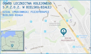 DZIAŁ (PRACOWNIA) FIZJOTERAPII - OBWÓD LECZNICTWA KOLEJOWEGO - S.P.Z.O.Z. W BIELSKU-BIAŁEJ - UL. ROMUALDA TRAUGUTTA 12,  BIELSKO-BIAŁA