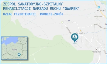 DZIAŁ FIZJOTERAPII - ZESPÓŁ SANATORYJNO-SZPITALNY REHABILITACJI NARZADU RUCHU "GWAREK" - UL. KS.J.RĄBA 3,  IWONICZ-ZDRÓJ