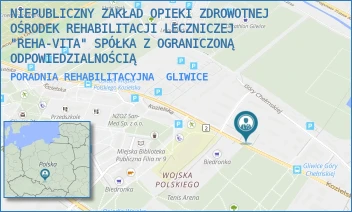 PORADNIA REHABILITACYJNA - NIEPUBLICZNY ZAKŁAD OPIEKI ZDROWOTNEJ OŚRODEK REHABILITACJI LECZNICZEJ "REHA-VITA" SPÓŁKA Z OGRANICZONĄ ODPOWIEDZIALNOŚCIĄ - UL. KOZIELSKA 52,  GLIWICE