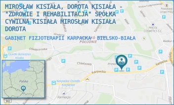GABINET FIZJOTERAPII KARPACKA - MIROSŁAW KISIAŁA, DOROTA KISIAŁA - "ZDROWIE I REHABILITACJA" SPÓŁKA CYWILNA KISIAŁA MIROSŁAW KISIAŁA DOROTA - UL. KARPACKA 24,  BIELSKO-BIAŁA