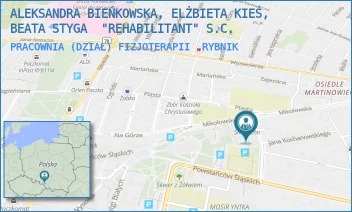 PRACOWNIA (DZIAŁ) FIZJOTERAPII - ALEKSANDRA BIEŃKOWSKA, ELŻBIETA KIEŚ, BEATA STYGA  "REHABILITANT" S.C. - UL. BYŁYCH WIĘŹNIÓW POLITYCZNYCH 3,  RYBNIK