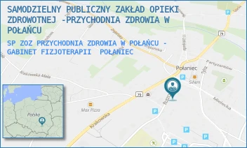 SP ZOZ PRZYCHODNIA ZDROWIA W POŁAŃCU - GABINET FIZJOTERAPII - SAMODZIELNY PUBLICZNY ZAKŁAD OPIEKI ZDROWOTNEJ -PRZYCHODNIA ZDROWIA W POŁAŃCU - RUSZCZAŃSKA 3,  POŁANIEC
