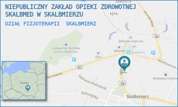 DZIAŁ FIZJOTERAPII - NIEPUBLICZNY ZAKŁAD OPIEKI ZDROWOTNEJ SKALBMED W SKALBMIERZU - M. REJA 1,  SKALBMIERZ