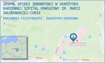 PRACOWNIA FIZJOTERAPII - ZESPÓŁ OPIEKI ZDROWOTNEJ W SKARŻYSKU-KAMIENNEJ SZPITAL POWIATOWY IM. MARII SKŁODOWSKIEJ-CURIE - SZPITALNA 1,  SKARŻYSKO-KAMIENNA