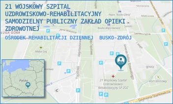 OŚRODEK REHABILITACJI DZIENNEJ - 21 WOJSKOWY SZPITAL UZDROWISKOWO-REHABILITACYJNY  SAMODZIELNY PUBLICZNY ZAKŁAD OPIEKI ZDROWOTNEJ - RZEWUSKIEGO 8,  BUSKO-ZDRÓJ