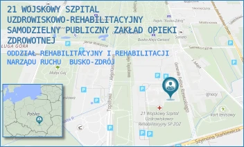 ODDZIAŁ REHABILITACYJNY I REHABILITACJI NARZĄDU RUCHU - 21 WOJSKOWY SZPITAL UZDROWISKOWO-REHABILITACYJNY  SAMODZIELNY PUBLICZNY ZAKŁAD OPIEKI ZDROWOTNEJ - RZEWUSKIEGO 8,  BUSKO-ZDRÓJ