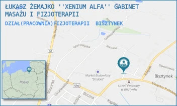 DZIAŁ(PRACOWNIA)FIZJOTERAPII - ŁUKASZ ŻEMAJKO ''XENIUM ALFA'' GABINET MASAŻU I FIZJOTERAPII - WOLNOŚCI 5,  BISZTYNEK