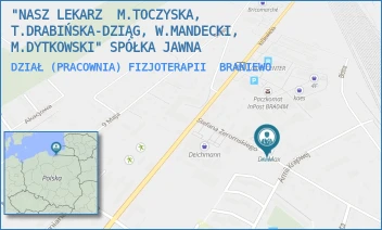 DZIAŁ (PRACOWNIA) FIZJOTERAPII - "NASZ LEKARZ  M.TOCZYSKA, T.DRABIŃSKA-DZIĄG, W.MANDECKI, M.DYTKOWSKI" SPÓŁKA JAWNA - ŻEROMSKIEGO 14 A,  BRANIEWO