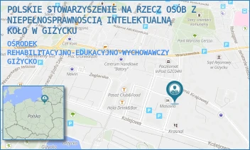 OŚRODEK REHABILITACYJNO-EDUKACYJNO-WYCHOWAWCZY - POLSKIE STOWARZYSZENIE NA RZECZ OSÓB Z NIEPEŁNOSPRAWNOŚCIĄ INTELEKTUALNĄ KOŁO W GIŻYCKU - DĄBROWSKIEGO 15,  GIŻYCKO