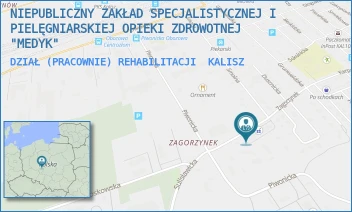 DZIAŁ (PRACOWNIE) REHABILITACJI - NIEPUBLICZNY ZAKŁAD SPECJALISTYCZNEJ I PIELĘGNIARSKIEJ OPIEKI ZDROWOTNEJ "MEDYK" - ZAGORZYNEK 34,  KALISZ