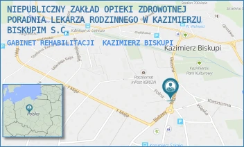 GABINET REHABILITACJI - NIEPUBLICZNY ZAKŁAD OPIEKI ZDROWOTNEJ PORADNIA LEKARZA RODZINNEGO W KAZIMIERZU BISKUPIM S.C. - WĘGLEWSKA 3,  KAZIMIERZ BISKUPI