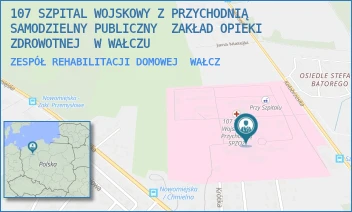 ZESPÓŁ REHABILITACJI DOMOWEJ - 107 SZPITAL WOJSKOWY Z PRZYCHODNIĄ SAMODZIELNY PUBLICZNY  ZAKŁAD OPIEKI ZDROWOTNEJ  W WAŁCZU - KOŁOBRZESKA 44,  WAŁCZ