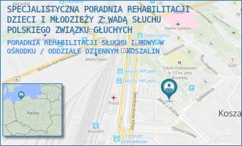 PORADNIA REHABILITACJI SŁUCHU I MOWY W OŚRODKU / ODDZIALE DZIENNYM - SPECJALISTYCZNA PORADNIA REHABILITACJI DZIECI I MŁODZIEŻY Z WADĄ SŁUCHU POLSKIEGO ZWIĄZKU GŁUCHYCH - JANA Z KOLNA 24B,  KOSZALIN