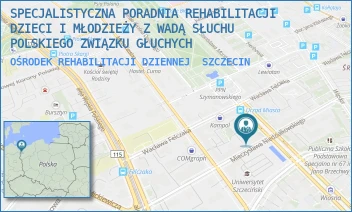 OŚRODEK REHABILITACJI DZIENNEJ - SPECJALISTYCZNA PORADNIA REHABILITACJI DZIECI I MŁODZIEŻY Z WADĄ SŁUCHU POLSKIEGO ZWIĄZKU GŁUCHYCH - NIEDZIAŁKOWSKIEGO 19/1,  SZCZECIN