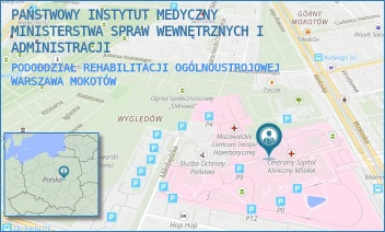 PODODDZIAŁ REHABILITACJI OGÓLNOUSTROJOWEJ - PAŃSTWOWY INSTYTUT MEDYCZNY MINISTERSTWA SPRAW WEWNĘTRZNYCH I ADMINISTRACJI - WOŁOSKA 137,  WARSZAWA MOKOTÓW